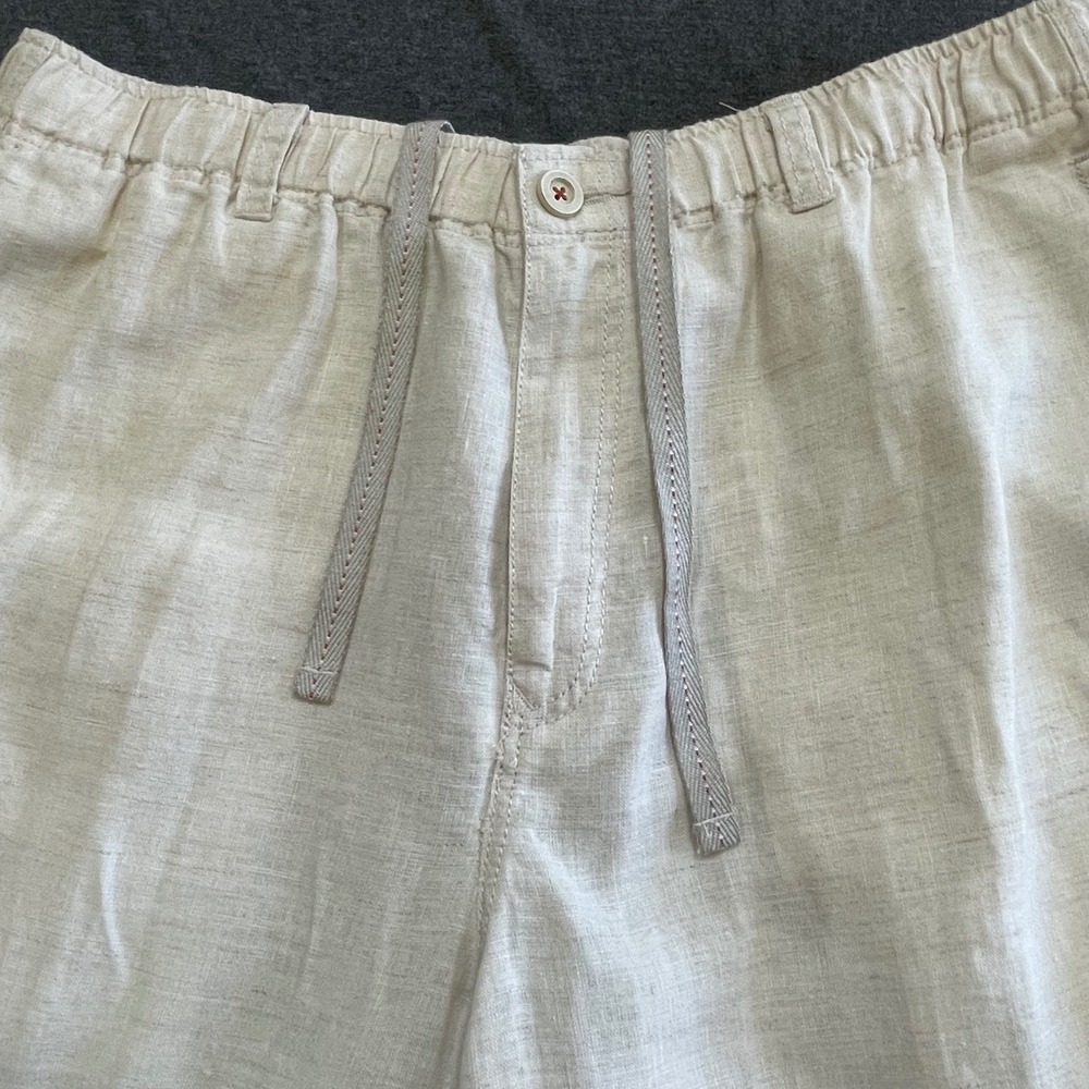 Tommy Bahama Relax Mens 100% Linen Pants Beige Oatmeal Elastic Back Waist Large‎ - Picture 6 of 9